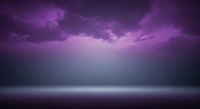 A purple cloudy sky with a bright light shining through