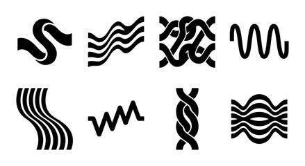 Fototapeta premium Abstract Black Swirls and Waves, Organic Flowing Lines, Dynamic Curves, Modern Graphic Elements