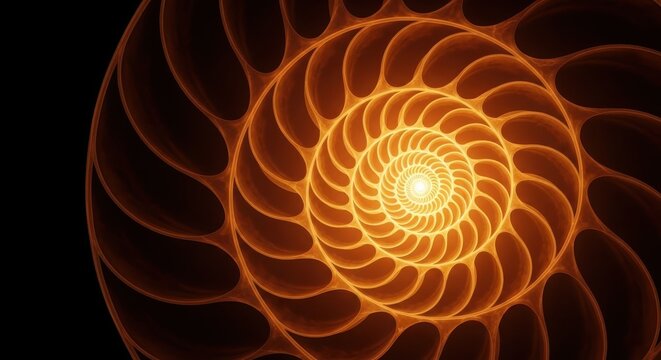 Golden Fractal Spiral Pattern with Luminous Glow