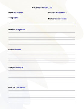 Gabarit Note d'&Eacute;volution M&eacute;dicale SOAP &agrave; Imprimer