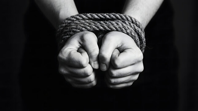Tied up: a different perspective hands rope bound fists
