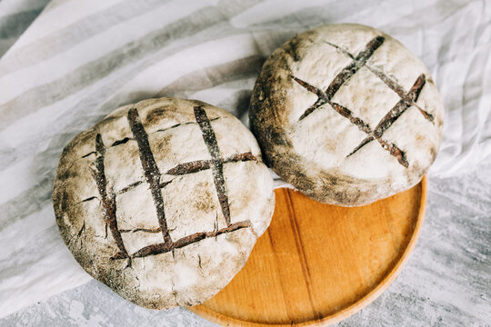 Rustic artisan bread loaves made with organic ingredients