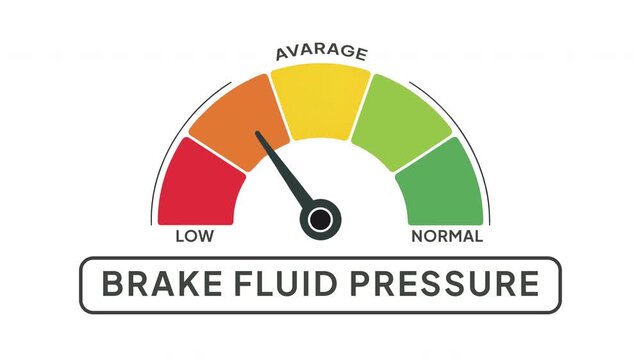 Brake Fluid Pressure Level Gauge Animation from Normal to Low Indicator on Automotive Brake System Background Motion Graphics