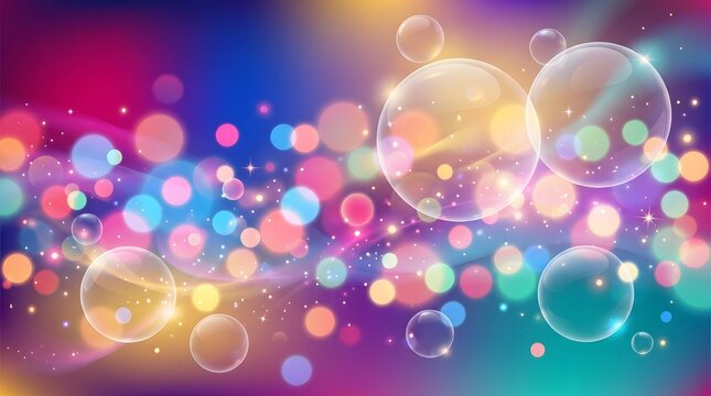 Bubbles and Bokeh Lights on a Gradient Background abstract