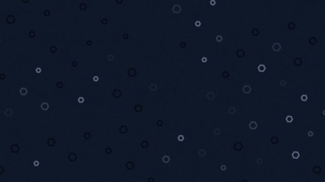 Hexagonal Particles Floating on Dark Navy Background