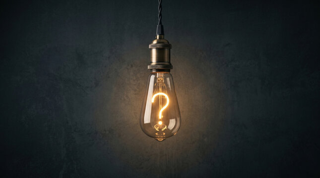 Question mark with bulb concept, concept for assessments, test, exam, quiz, puzzle, knowledge checks backgrounds, concept of help, concept of solution.