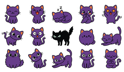 Halloween Black Cat Clipart Bundle © Md Shaikot