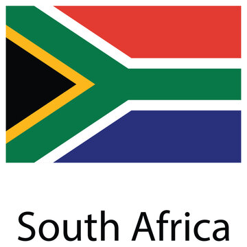 Official national flag of south africa icon with country name label national patriotic government sovereign identity politics diplomatic isolated official illustration