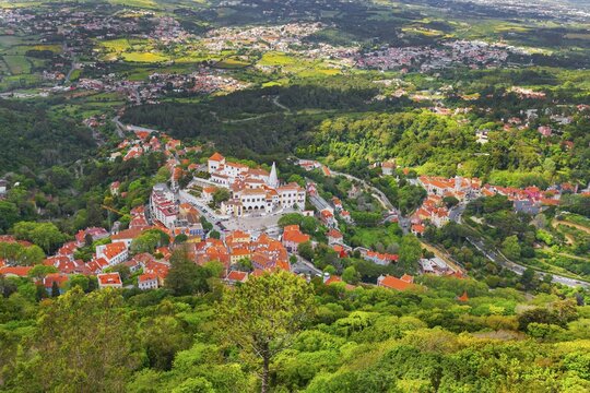 Sintra town, high angle view, Sintra, Portugal
