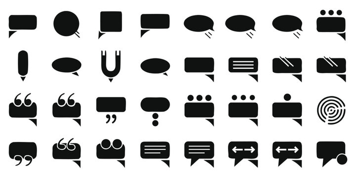 Collection of speech bubble and text message icons for communication design
