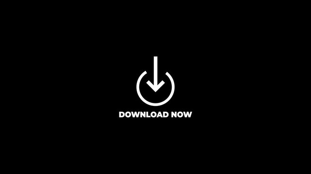 Animated green download icon with moving arrow and text on white background.