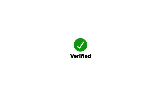 Verified status animation with green checkmark and text verification completed on white background.