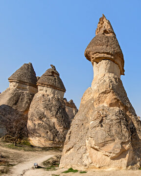 Mushroom Capped Fairy Chimney Close Up in Cappadocia