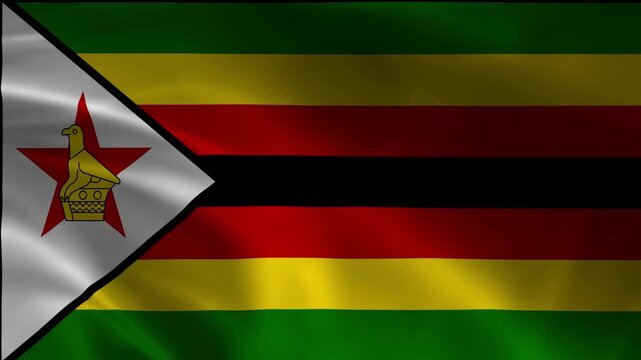 Sovereign Animation Flag Zimbabwe Flow Footage Motion Standard Ensign Government Independence Air Color Backdrop Fluttering Loopable