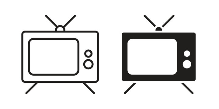 Television icon for mobile application, button and website design.