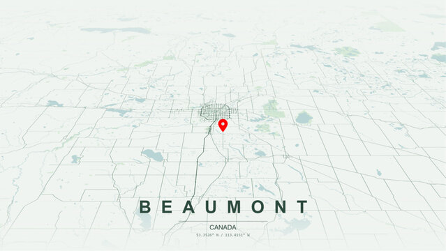 Modern minimalist vector map of Beaumont, Alberta. High-quality scalable illustration of Beaumont city geographic boundaries for posters design.