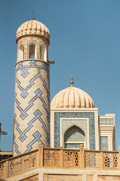 Hazrat Khizr Mosque minaret and dome in Bukhara