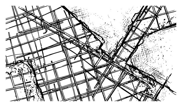 Steel rebar reinforcement mesh for concrete structures in architectural construction style