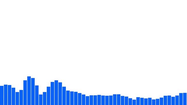 Blue horizontal bar audio equalizer visualization. Ideal for music-related projects, presentations, and dynamic video backgrounds.