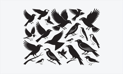 Fototapeta premium Vector bird icon set. Symbol silhouettes of birds vector illustration