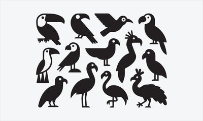 Fototapeta premium Vector Collection of Bird Silhouettes Isolated on white background vector illustration