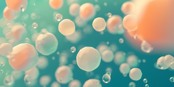 Abstract pink transparent soap bubbles background with glossy floating spheres and pastel gradient