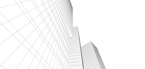 Fototapeta premium Abstract buildings architectural 3d drawing 