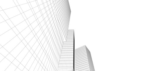 Fototapeta premium Abstract buildings architectural 3d drawing 