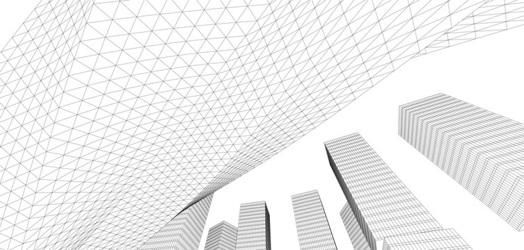Abstract buildings architectural 3d drawing 