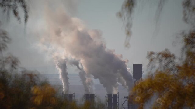 Environmental pollution caused by smoke emissions from the stacks of a large metallurgical plant