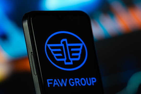 Dhaka, Bangladesh- 10 June 2026: FAW GROUP logo is seen on a smartphone.