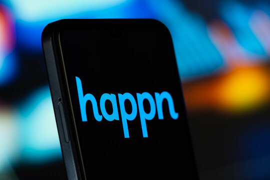 Dhaka, Bangladesh- 6 July 2026: happn logo is seen on a smartphone.