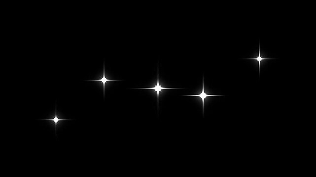 White glittering star dust trail sparkling twinkle on black background. twinkle star burst glitter sparkle. fairy tail glitter twinkle sparkling. 4k video
