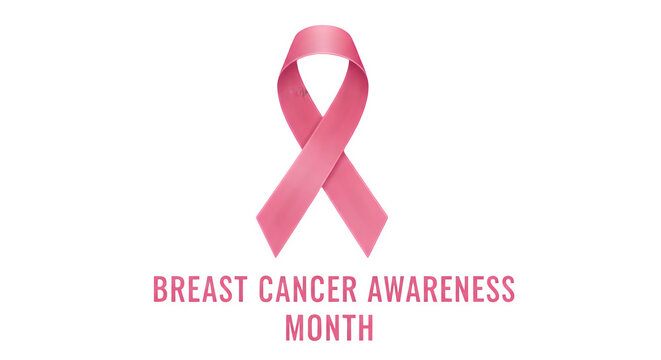 Pink ribbon for breast cancer awareness month isolated on transparent background