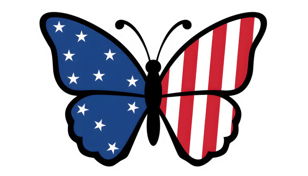 American butterfly isolated on transparent background