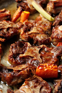 Roasted Beef Oxtail Bones for Homemade Bone Broth Preparation