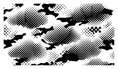 Abstract halftone camouflage pattern with organic shapes in urban street art style © Tomas