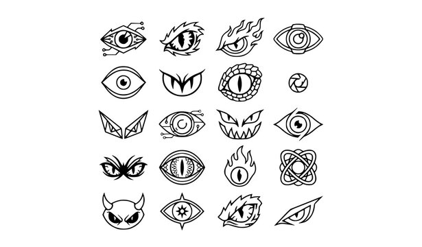vector illustration of a set of hand drawn fishes