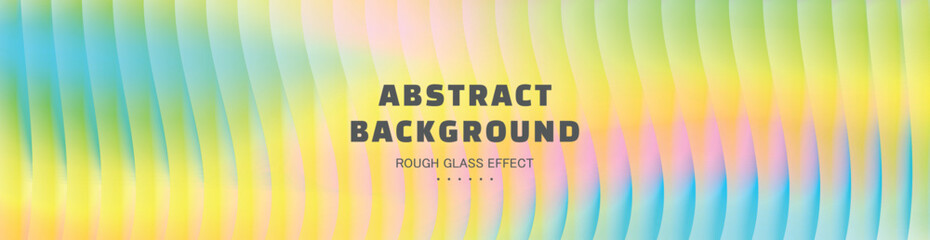 Fototapeta na wymiar Abstract horizontal banner in a modern rainbow style with a raw glass effect. Bright wavy lines and refractive effect. Ideal for website headers or digital backgrounds, vector illustration