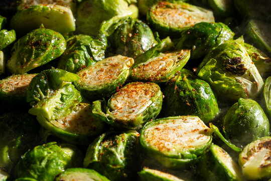 Roasted Brussels sprouts with spices and herbs