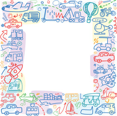Pastel Color Aircraft Sports Cars Logistics Frame © kimberrywood