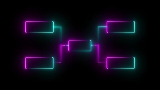Neon line Business hierarchy organogram chart infographics icon isolated on black background. It is suitable for all kinds of quizzes,