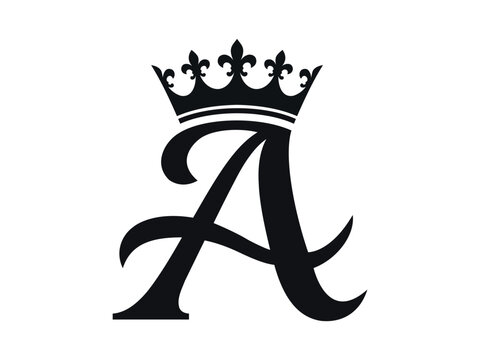Letter a with crown logo or monograms for business vector graphics.