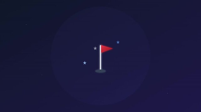 achievement flag target icon with radiating victory star bursts