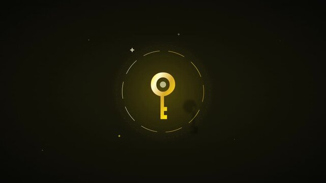 access key security icon with gold shining halo rings