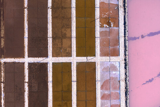 Abstract aerial tiles and magical water in full color art