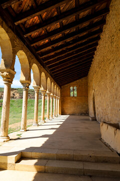 Porch with columns and arcades of The Monastery of San Miguel de Escalada, Castile and Leon