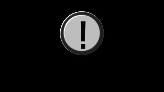 White Exclamation Mark Bouncing Warning Alert Icon 4K, Transparent Background, Round white Circle Error Symbol, Minimalist Security Notification, Cinematic Motion Graphics Loop