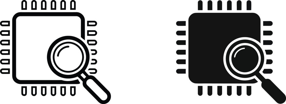 Computer chip processor microchip under vector illustration.
