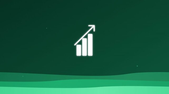 bar chart growth icon on vibrant green waves
